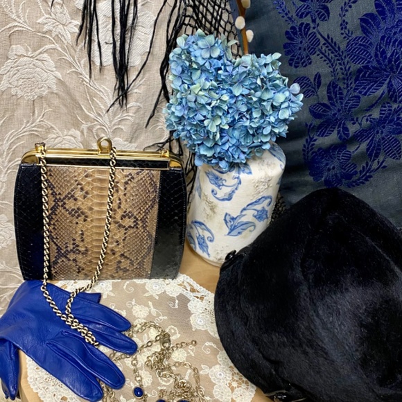 VTG Christian DIOR 1960s Fur Felt Black Hat Goth Outfit Dark Academia Winter Hat - Picture 7 of 8